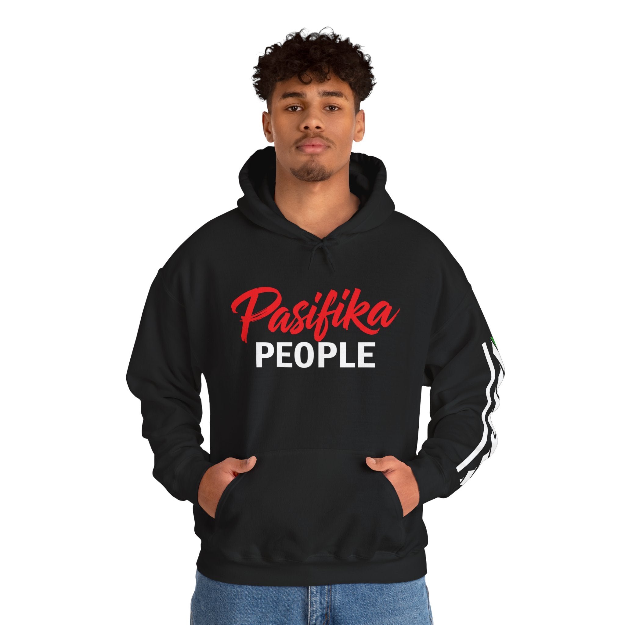 Pasifika People Hoodie — Pacific Island Pride Pullover with Tribal Sleeve Stripe