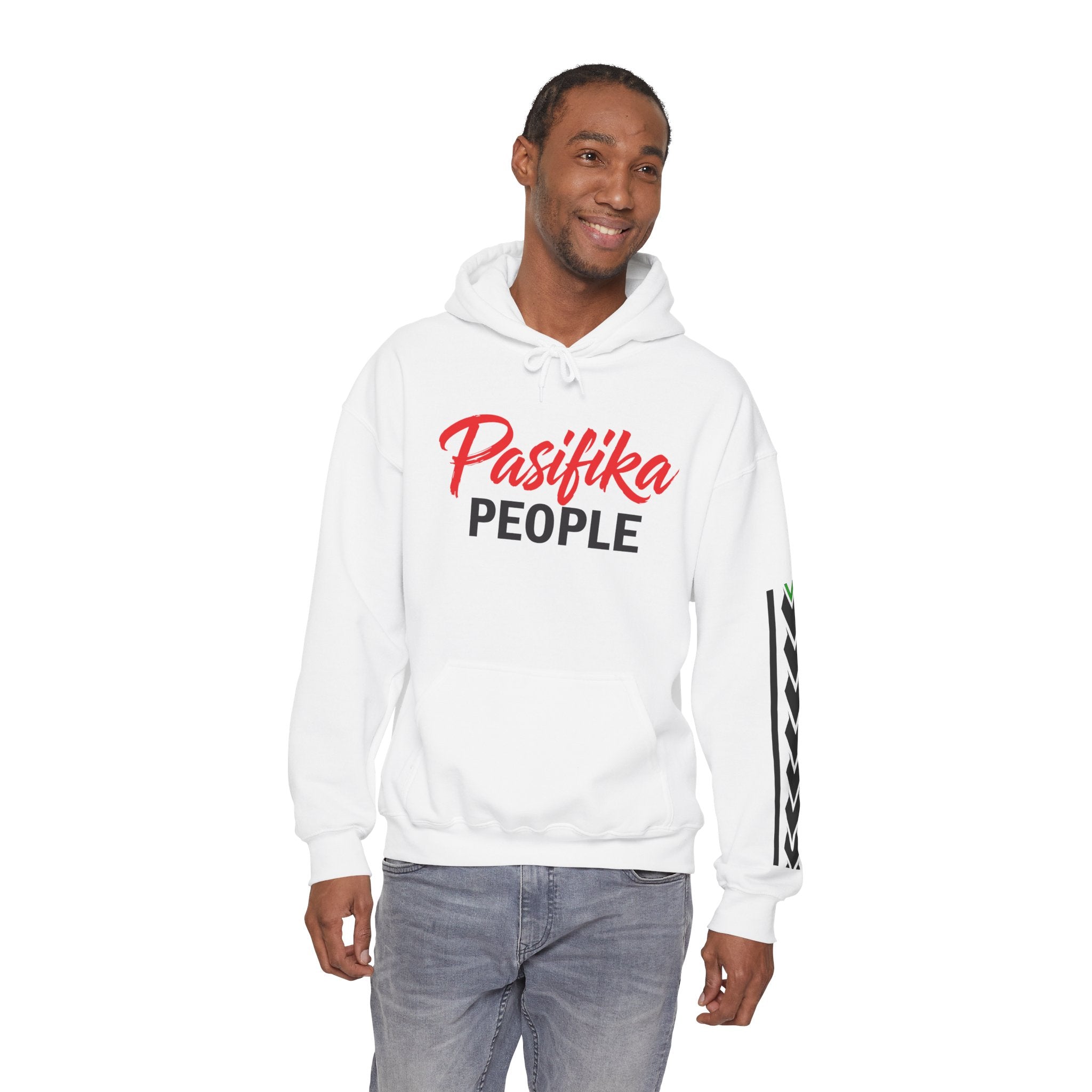 Pasifika People Hoodie — Pacific Island Pride Pullover with Tribal Sleeve Stripe