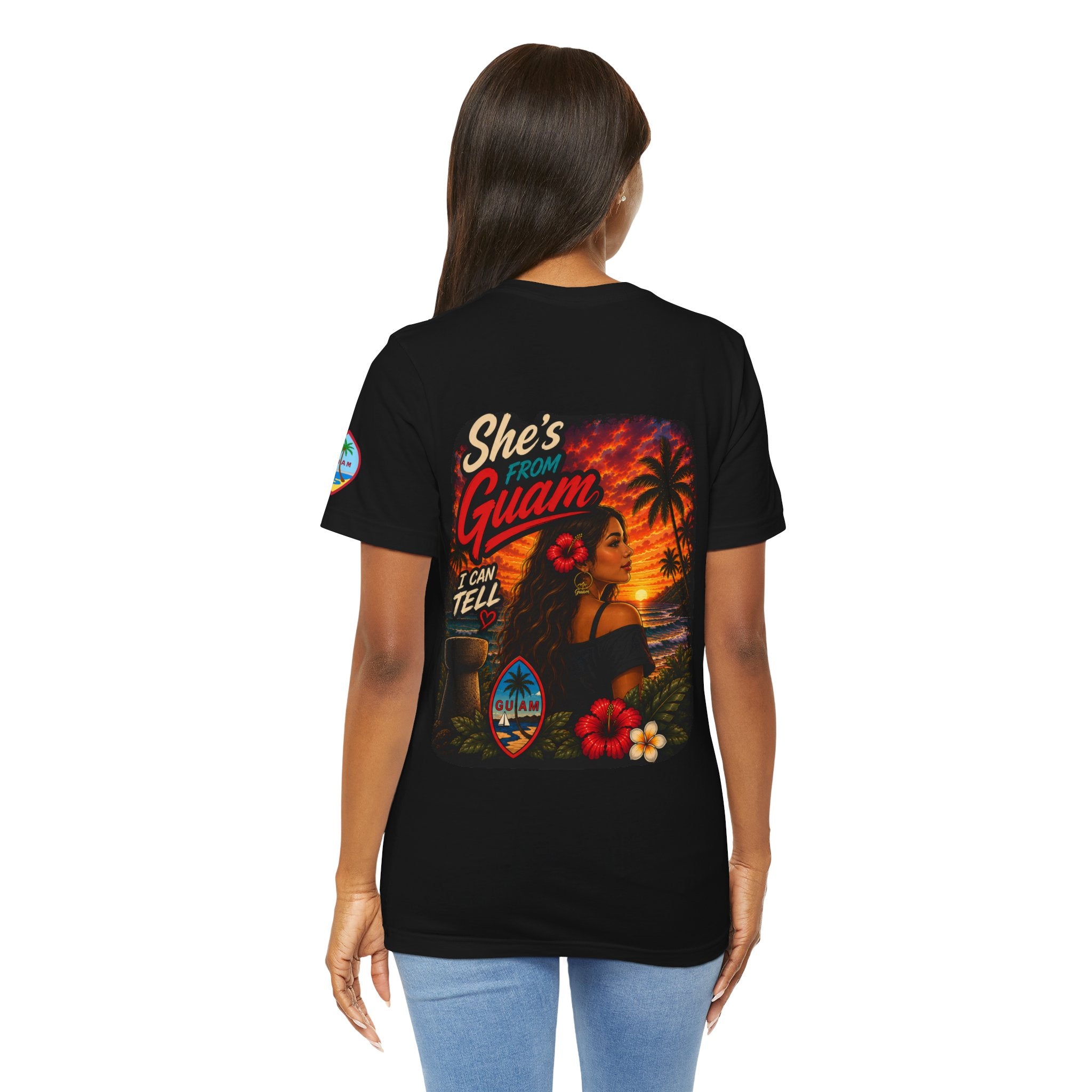 She's From Guam T-Shirt – Tropical Island Sunset Graphic Tee