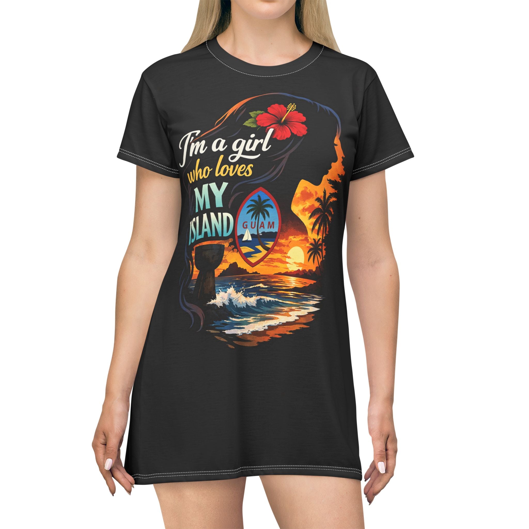 Tribal Black & White T-Shirt Dress — Polynesian Tattoo Print