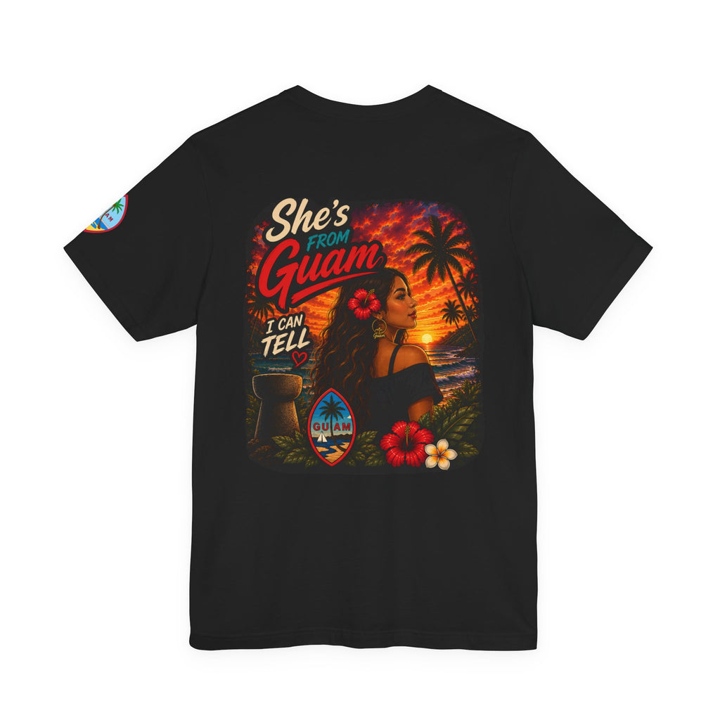 She's From Guam T-Shirt – Tropical Island Sunset Graphic Tee