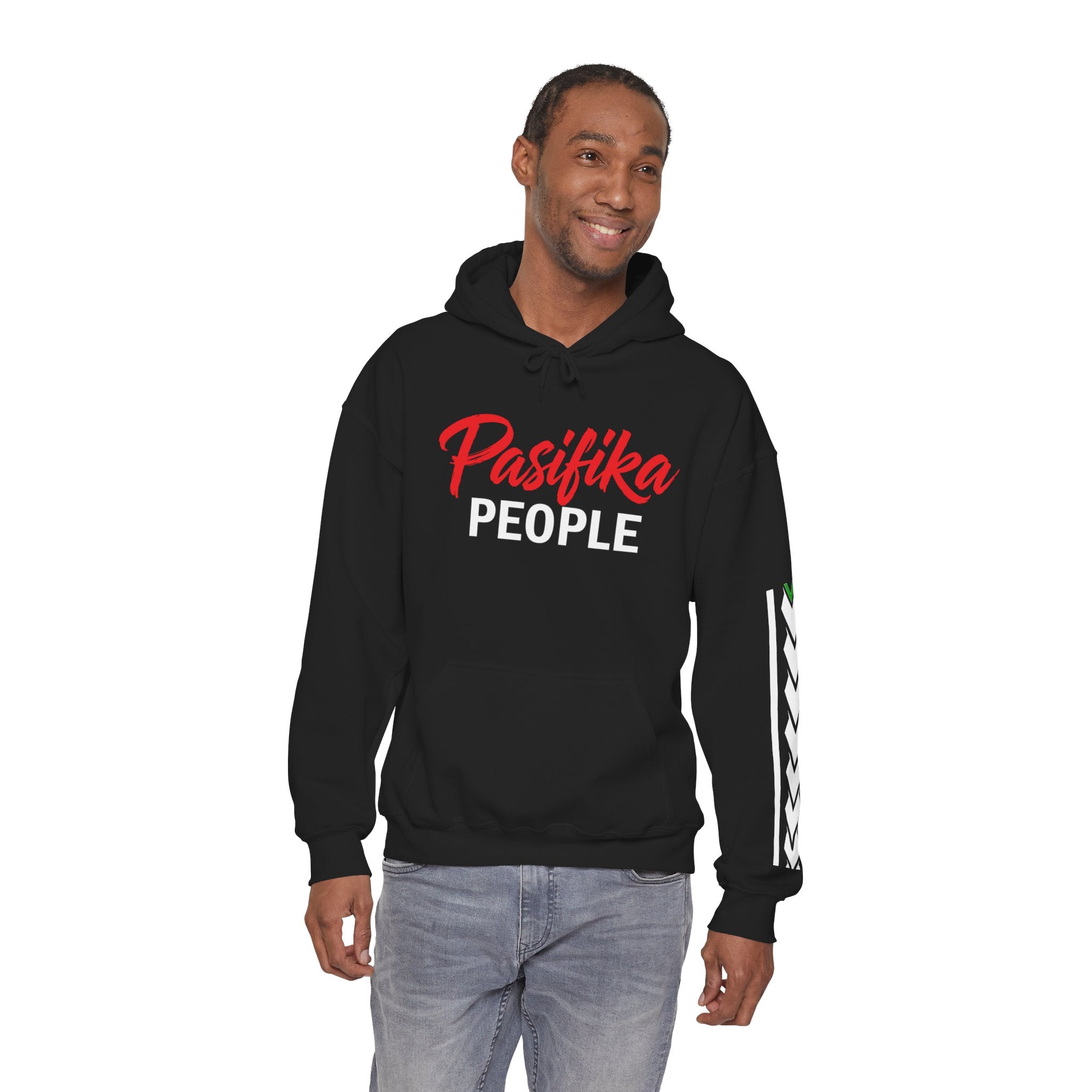Pasifika People Hoodie — Pacific Island Pride Pullover with Tribal Sleeve Stripe