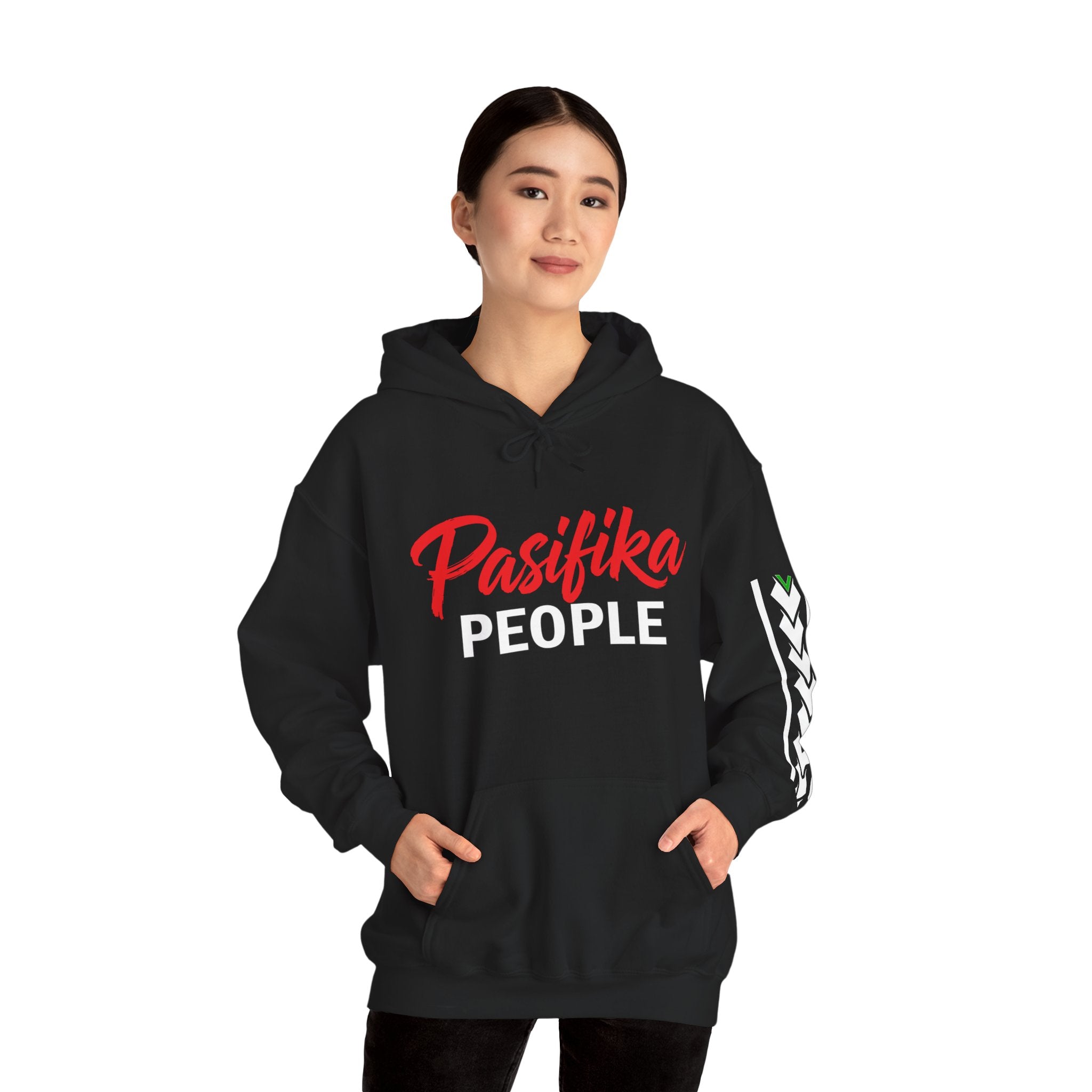 Pasifika People Hoodie — Pacific Island Pride Pullover with Tribal Sleeve Stripe