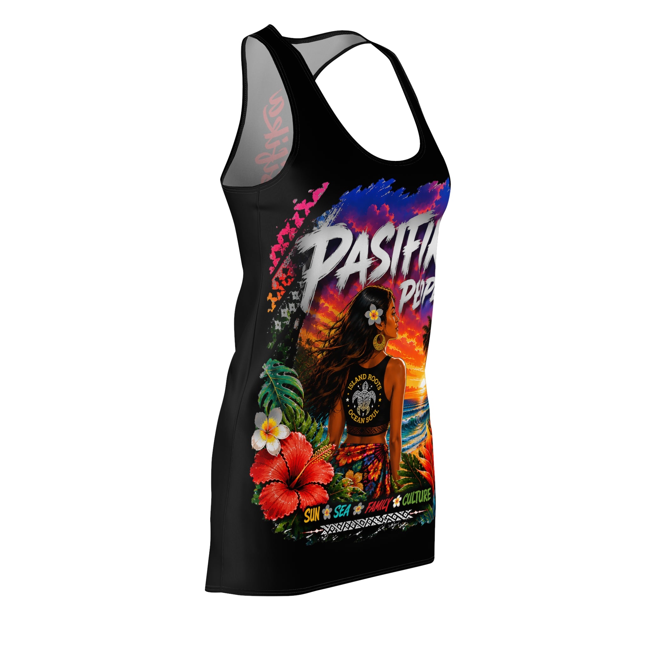 Pasifika People Tropical Sunset Racerback Dress